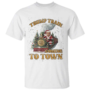 Funny Trump Xmas T Shirt Santa Trump Train Coming To Town TS09 White Print Your Wear