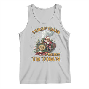 Funny Trump Xmas Tank Top Santa Trump Train Coming To Town TS09 Ash Print Your Wear