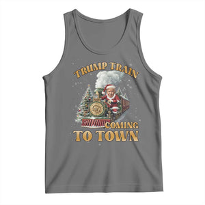 Funny Trump Xmas Tank Top Santa Trump Train Coming To Town TS09 Black Heather Print Your Wear