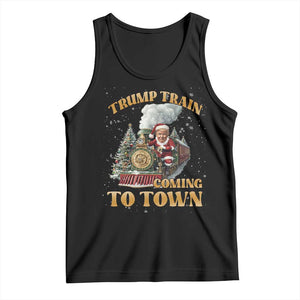 Funny Trump Xmas Tank Top Santa Trump Train Coming To Town TS09 Black Print Your Wear