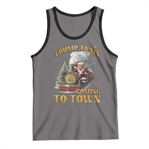 Funny Trump Xmas Tank Top Santa Trump Train Coming To Town TS09 Deep Heather Black Print Your Wear