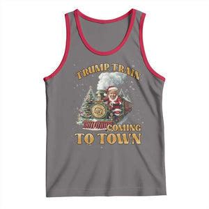 Funny Trump Xmas Tank Top Santa Trump Train Coming To Town TS09 Deep Heather Red Print Your Wear