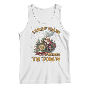 Funny Trump Xmas Tank Top Santa Trump Train Coming To Town TS09 White Print Your Wear