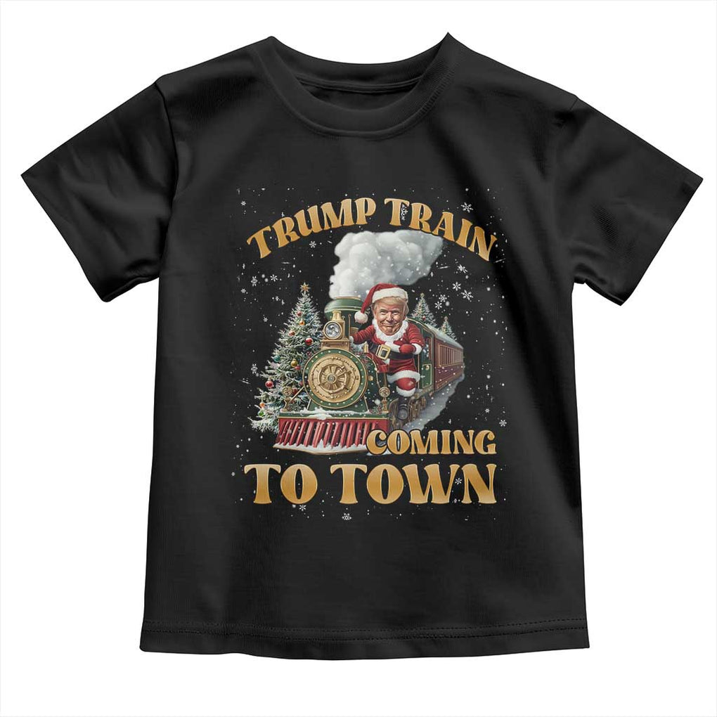 Funny Trump Xmas Toddler T Shirt Santa Trump Train Coming To Town TS09 Black Print Your Wear