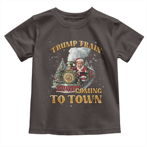 Funny Trump Xmas Toddler T Shirt Santa Trump Train Coming To Town TS09 Dark Chocolate Print Your Wear