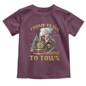 Funny Trump Xmas Toddler T Shirt Santa Trump Train Coming To Town TS09 Maroon Print Your Wear