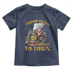 Funny Trump Xmas Toddler T Shirt Santa Trump Train Coming To Town TS09 Navy Print Your Wear