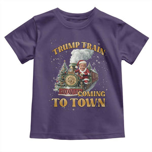 Funny Trump Xmas Toddler T Shirt Santa Trump Train Coming To Town TS09 Purple Print Your Wear