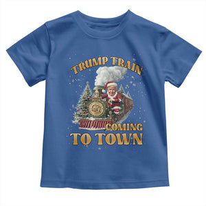 Funny Trump Xmas Toddler T Shirt Santa Trump Train Coming To Town TS09 Royal Blue Print Your Wear