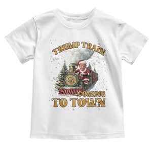 Funny Trump Xmas Toddler T Shirt Santa Trump Train Coming To Town TS09 White Print Your Wear