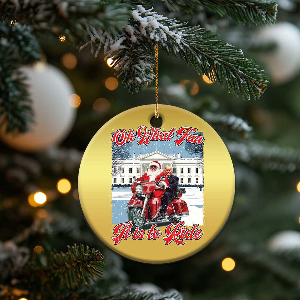 Funny Xmas Trump Christmas Ornament Oh What Fun It Is To Ride Trump Santa Motorcycle TS09 Print Your Wear