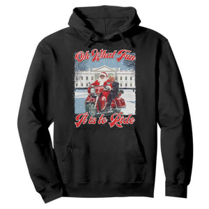 Funny Xmas Trump Hoodie Oh What Fun It Is To Ride Trump Santa Motorcycle TS09 Black Print Your Wear