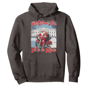 Funny Xmas Trump Hoodie Oh What Fun It Is To Ride Trump Santa Motorcycle TS09 Dark Chocolate Print Your Wear