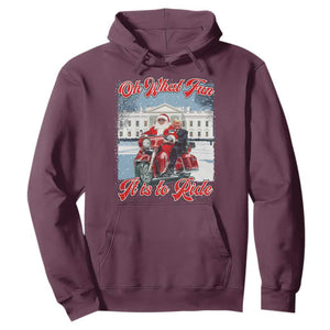 Funny Xmas Trump Hoodie Oh What Fun It Is To Ride Trump Santa Motorcycle TS09 Maroon Print Your Wear