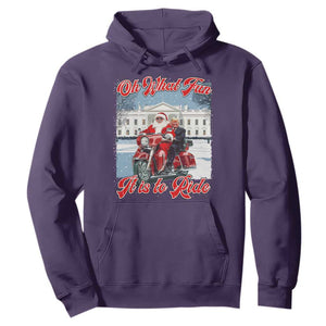 Funny Xmas Trump Hoodie Oh What Fun It Is To Ride Trump Santa Motorcycle TS09 Purple Print Your Wear