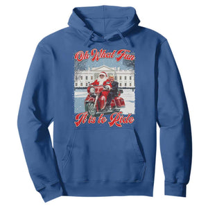 Funny Xmas Trump Hoodie Oh What Fun It Is To Ride Trump Santa Motorcycle TS09 Royal Blue Print Your Wear