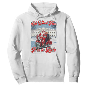 Funny Xmas Trump Hoodie Oh What Fun It Is To Ride Trump Santa Motorcycle TS09 White Print Your Wear