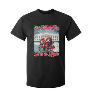 Funny Xmas Trump T Shirt For Kid Oh What Fun It Is To Ride Trump Santa Motorcycle TS09 Black Print Your Wear