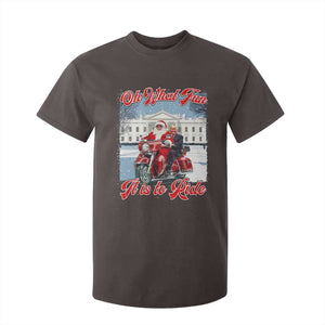 Funny Xmas Trump T Shirt For Kid Oh What Fun It Is To Ride Trump Santa Motorcycle TS09 Dark Chocolate Print Your Wear