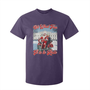 Funny Xmas Trump T Shirt For Kid Oh What Fun It Is To Ride Trump Santa Motorcycle TS09 Purple Print Your Wear