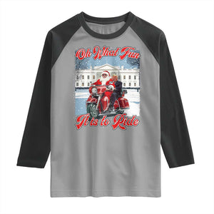 Funny Xmas Trump Raglan Shirt Oh What Fun It Is To Ride Trump Santa Motorcycle TS09 Sport Gray Black Print Your Wear