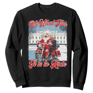 Funny Xmas Trump Sweatshirt Oh What Fun It Is To Ride Trump Santa Motorcycle TS09 Black Print Your Wear