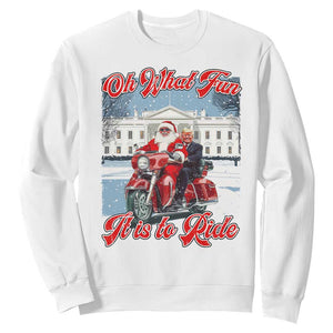 Funny Xmas Trump Sweatshirt Oh What Fun It Is To Ride Trump Santa Motorcycle TS09 White Print Your Wear