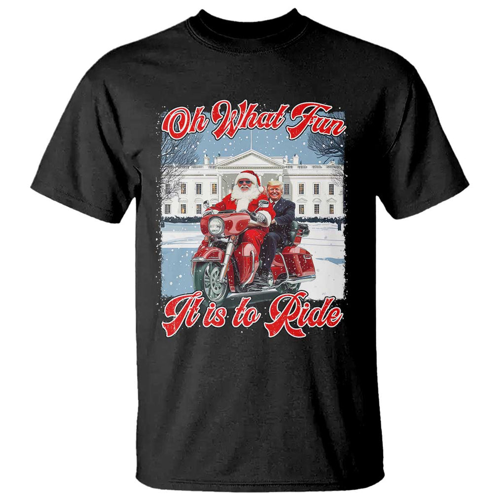 Funny Xmas Trump T Shirt Oh What Fun It Is To Ride Trump Santa Motorcycle TS09 Black Print Your Wear