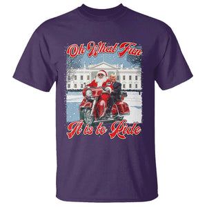 Funny Xmas Trump T Shirt Oh What Fun It Is To Ride Trump Santa Motorcycle TS09 Purple Print Your Wear