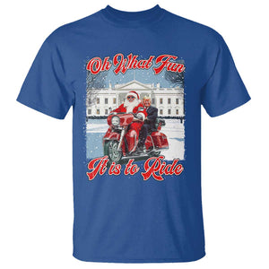 Funny Xmas Trump T Shirt Oh What Fun It Is To Ride Trump Santa Motorcycle TS09 Royal Blue Print Your Wear