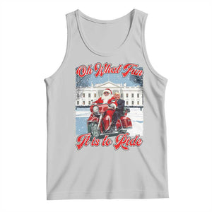 Funny Xmas Trump Tank Top Oh What Fun It Is To Ride Trump Santa Motorcycle TS09 Ash Print Your Wear