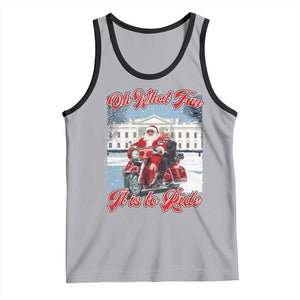 Funny Xmas Trump Tank Top Oh What Fun It Is To Ride Trump Santa Motorcycle TS09 Athletic Heather Black Print Your Wear