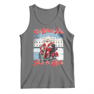 Funny Xmas Trump Tank Top Oh What Fun It Is To Ride Trump Santa Motorcycle TS09 Black Heather Print Your Wear