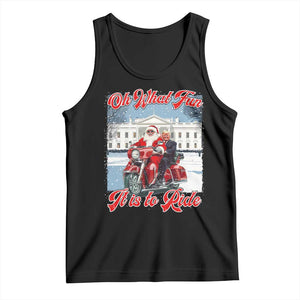 Funny Xmas Trump Tank Top Oh What Fun It Is To Ride Trump Santa Motorcycle TS09 Black Print Your Wear