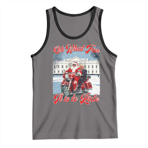 Funny Xmas Trump Tank Top Oh What Fun It Is To Ride Trump Santa Motorcycle TS09 Deep Heather Black Print Your Wear