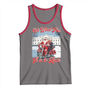 Funny Xmas Trump Tank Top Oh What Fun It Is To Ride Trump Santa Motorcycle TS09 Deep Heather Red Print Your Wear