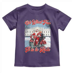 Funny Xmas Trump Toddler T Shirt Oh What Fun It Is To Ride Trump Santa Motorcycle TS09 Purple Print Your Wear