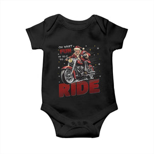 Funny Xmas Trump Baby Onesie Oh What Fun It Is To Ride Trump Motorcycle TS09 Black Print Your Wear