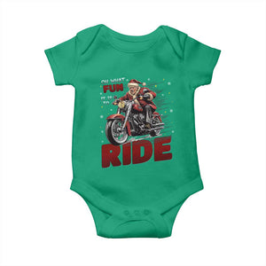 Funny Xmas Trump Baby Onesie Oh What Fun It Is To Ride Trump Motorcycle TS09 Irish Green Print Your Wear