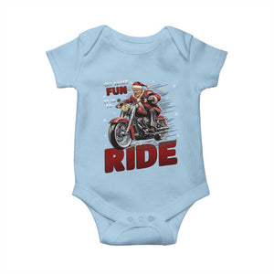 Funny Xmas Trump Baby Onesie Oh What Fun It Is To Ride Trump Motorcycle TS09 Light Blue Print Your Wear