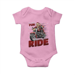 Funny Xmas Trump Baby Onesie Oh What Fun It Is To Ride Trump Motorcycle TS09 Light Pink Print Your Wear