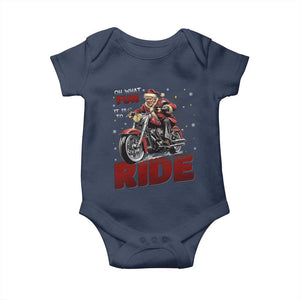 Funny Xmas Trump Baby Onesie Oh What Fun It Is To Ride Trump Motorcycle TS09 Navy Print Your Wear