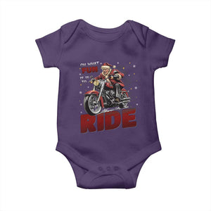 Funny Xmas Trump Baby Onesie Oh What Fun It Is To Ride Trump Motorcycle TS09 Purple Print Your Wear