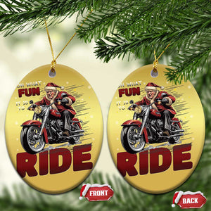 Funny Xmas Trump Christmas Ornament Oh What Fun It Is To Ride Trump Motorcycle TS09 Oval Gold Print Your Wear