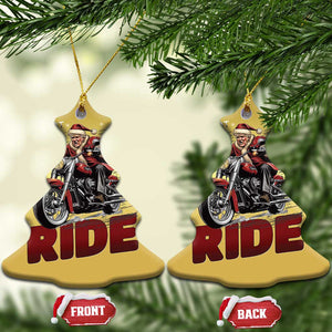 Funny Xmas Trump Christmas Ornament Oh What Fun It Is To Ride Trump Motorcycle TS09 Christmas Tree Gold Print Your Wear