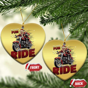 Funny Xmas Trump Christmas Ornament Oh What Fun It Is To Ride Trump Motorcycle TS09 Heart Gold Print Your Wear