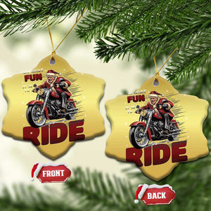 Funny Xmas Trump Christmas Ornament Oh What Fun It Is To Ride Trump Motorcycle TS09 Snow Flake Gold Print Your Wear