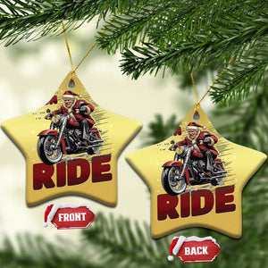 Funny Xmas Trump Christmas Ornament Oh What Fun It Is To Ride Trump Motorcycle TS09 Star Gold Print Your Wear