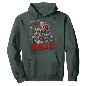 Funny Xmas Trump Hoodie Oh What Fun It Is To Ride Trump Motorcycle TS09 Dark Forest Green Print Your Wear