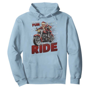 Funny Xmas Trump Hoodie Oh What Fun It Is To Ride Trump Motorcycle TS09 Light Blue Print Your Wear